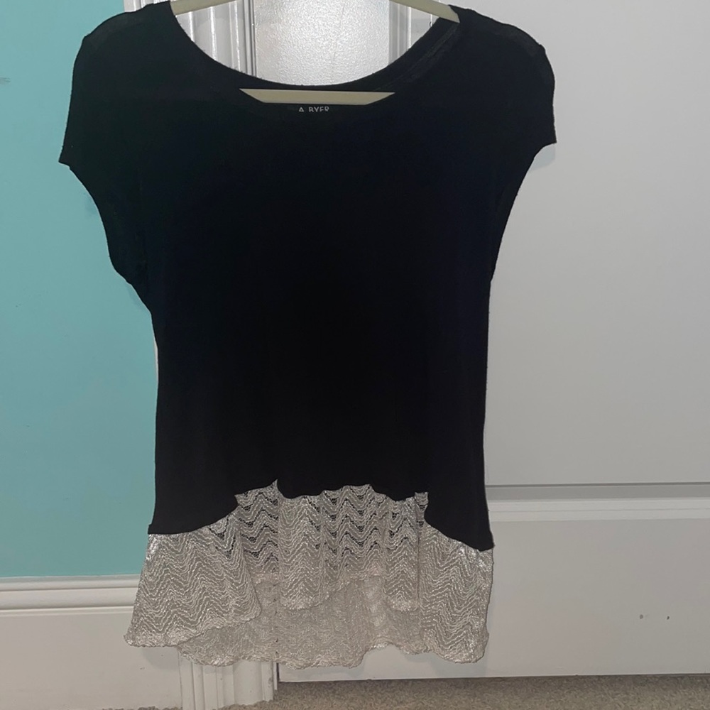 Black Top with White Lace Bottom